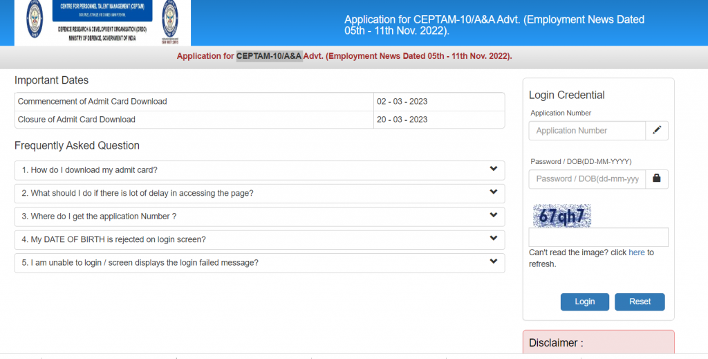 DRDO CEPTAM 10 A&A Admit Card 2023 Out, Direct Download Link_3.1