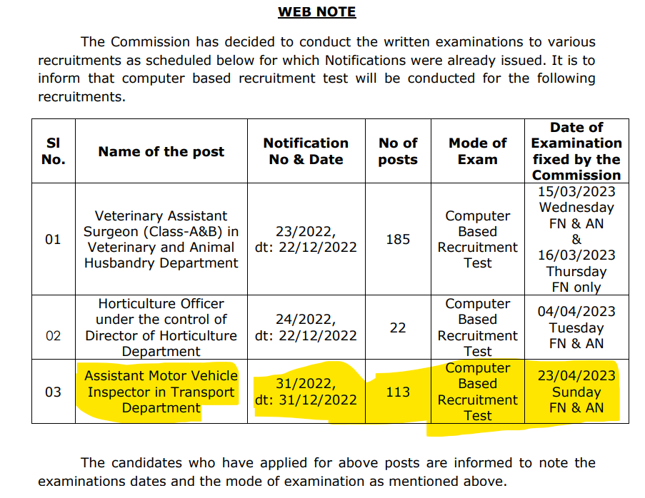 TSPSC AMVI exam date 2023