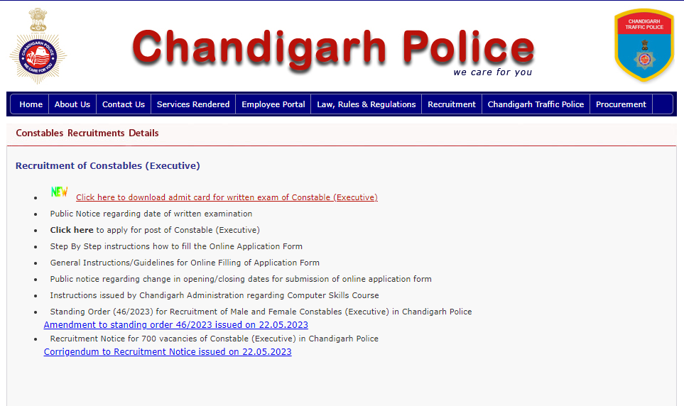 Chandigarh Police Constable Admit Card 2023 Exam Date Out_7.1