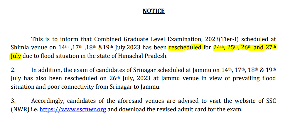 ssc cgl exam postponed