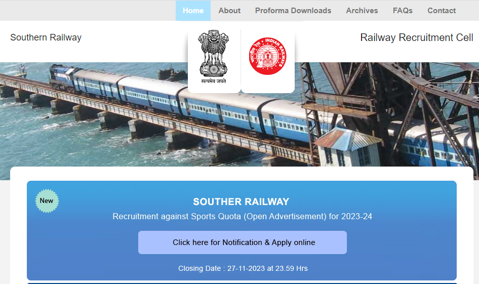 Southern Railway Sports Quota Recruitment 2023