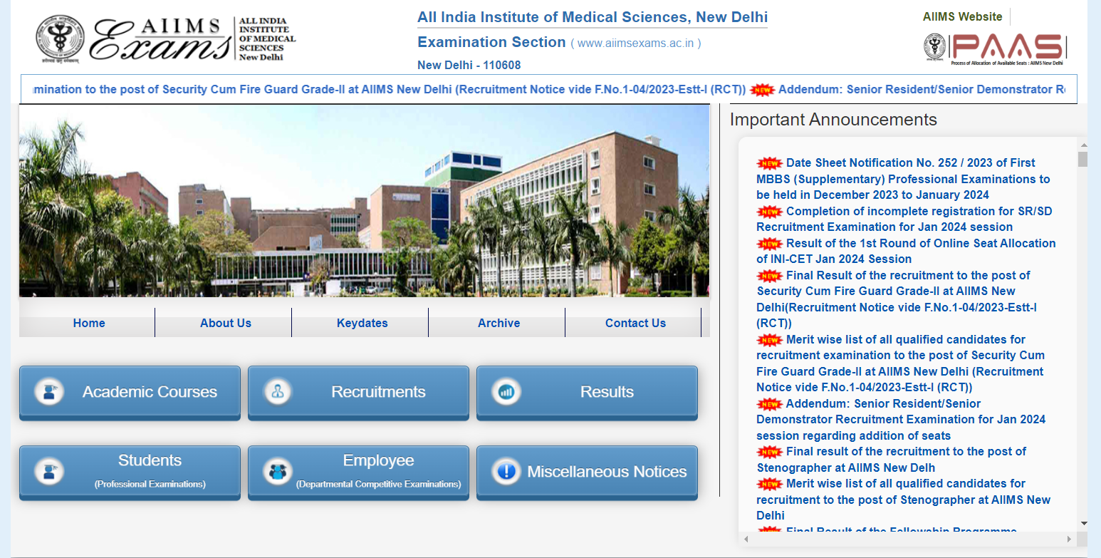 CRE AIIMS admit card 2023