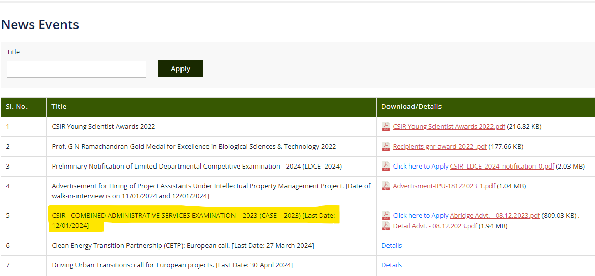 CSIR CASE Recruitment 2023