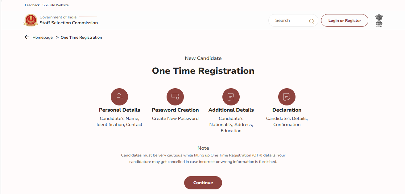 SSC OTR Candidate Portal