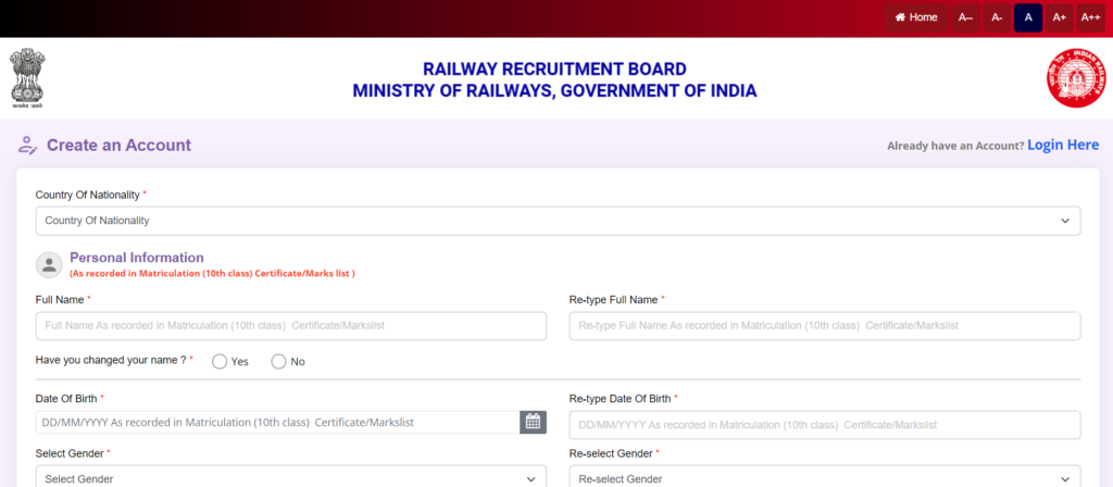 RPF Constable Apply online