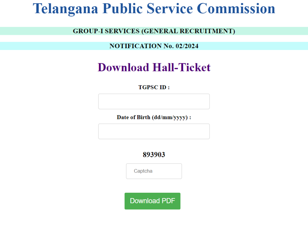 TSPC Group 1 Hall Ticket