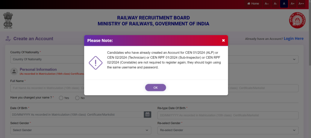 RRB JE Apply Online 2024, Application Form_3.1