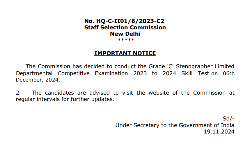 SSC Stenographer Exam Date 2024 Out, CBT Exam on 10, 11 December_4.1