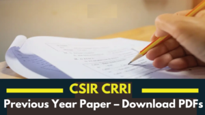 CSIR CRRI Previous Year Paper